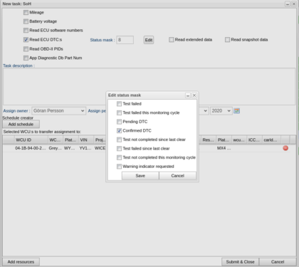 Figure 2: Edit status mask